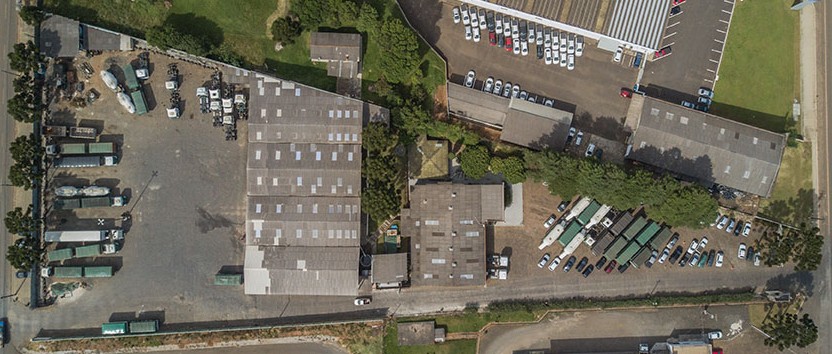 Vista aérea da sede da empresa em Guarapuava